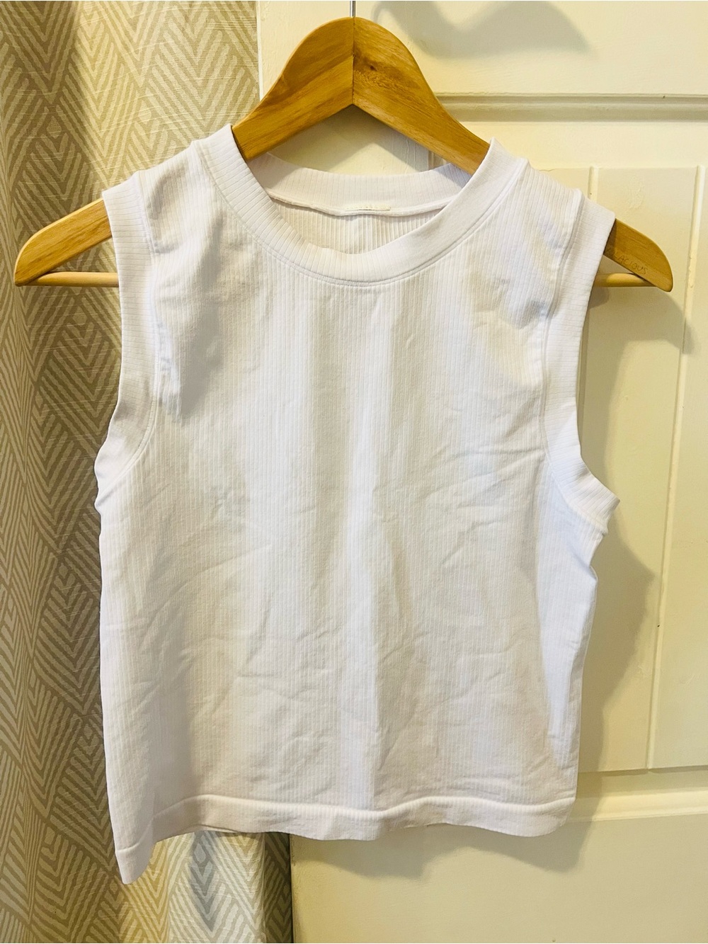 Athleta White Ribbed Tank Top